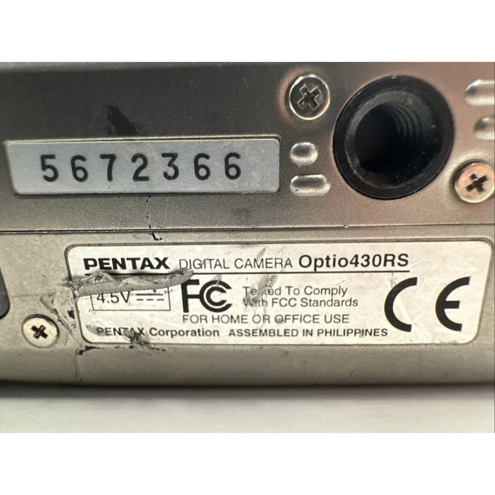 Pentax Optio 430RS Digital Camera 4.0 MP Compact 3x Optical Zoom [Untested]